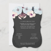 水色の青い花のChalkboard 結婚's 招待状 (正面)