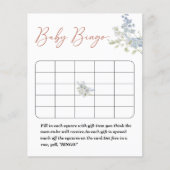 水色の青い花ベビーシャワービンゴゲーム (正面)