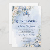 水色の青い花ユーカリプトゥスキンセアニラ 招待状 (正面/裏面)