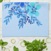 水色の青い花 キッチンタオル (折り畳み)