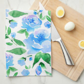 水色の青い花 キッチンタオル (四つ折り)