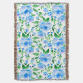 水色の青い花 スローブランケット (正面縦)