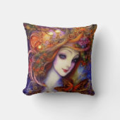 水色の青い蝶と庭の女神 クッション (正面)