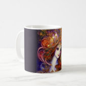 水色の青い蝶と庭の女神 コーヒーマグカップ (正面左)