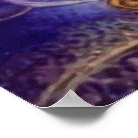 水色の青い蝶と庭の女神 ポスター (角)