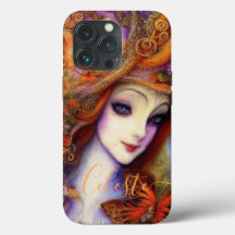 水色の青い蝶と庭の女神