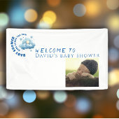 水色の青い赤ちゃんシャワー男の子の写真へようこそ 横断幕