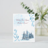 水色の青い赤の白のクリスマス シーズンカード (スタンド正面)