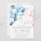 水色の青とピンクの性別が明らかになる 招待状 (正面)