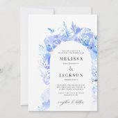 水色の青と白の抽象芸術 招待状 (正面)