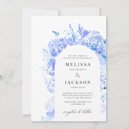 水色の青と白の抽象芸術 招待状