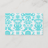 水色の青と白の複雑なダマスクパターン 名刺 (裏面)