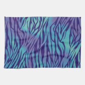 水色の青と紫のゼブラストライプ キッチンタオル (横)