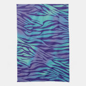 水色の青と紫のゼブラストライプ キッチンタオル (縦)