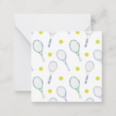 水色の青と緑のテニスギフトエンクロージャー ノートカード (裏面)