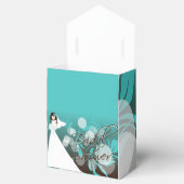 水色の青と茶色のブライダルシャワー フェイバーボックス (オープン)