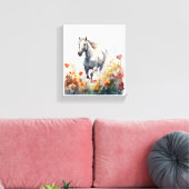 水色の馬が野原を駆け抜ける キャンバスプリント (インサイチュ (リビング))