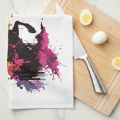 水色の馬に乗る戦士 キッチンタオル (四つ折り)