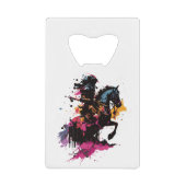 水色の馬に乗る戦士 クレジットカード栓抜き (正面)