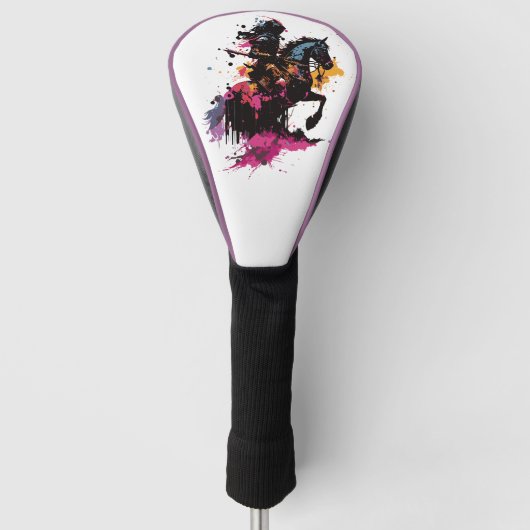 水色の馬に乗る戦士 ゴルフヘッドカバー (正面)