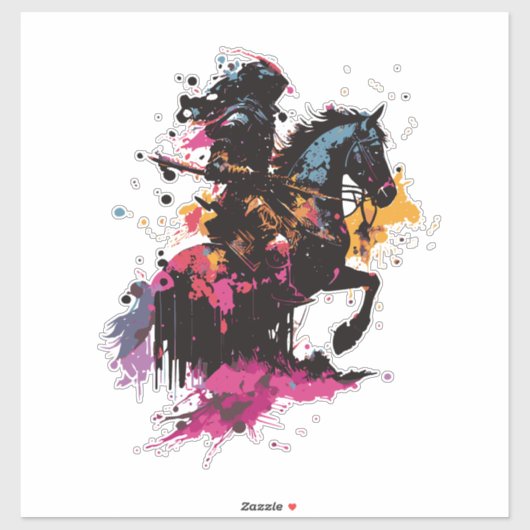 水色の馬に乗る戦士 シール (シート)