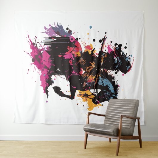 水色の馬に乗る戦士 タペストリー (インサイチュ(横))