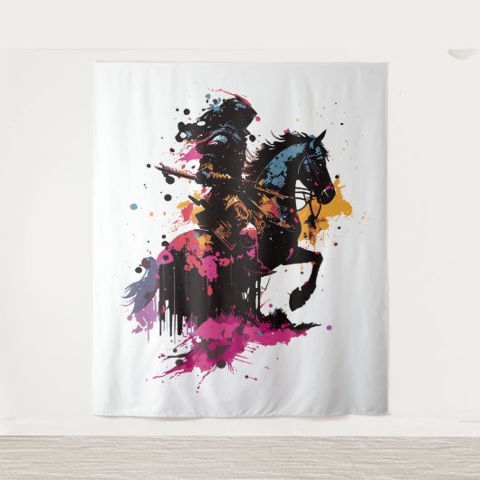 水色の馬に乗る戦士 タペストリー (正面)