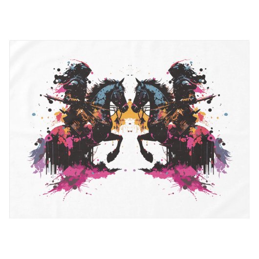 水色の馬に乗る戦士 テーブルクロス (正面(横))