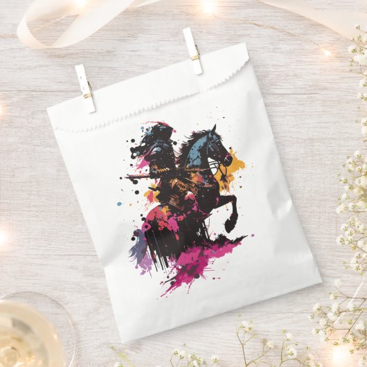 水色の馬に乗る戦士 フェイバーバッグ (クリップ留めされた状態)
