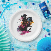 水色の馬に乗る戦士 ペーパープレート (パーティー)