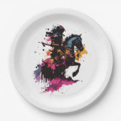 水色の馬に乗る戦士 ペーパープレート (正面)