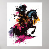 水色の馬に乗る戦士 ポスター (正面)