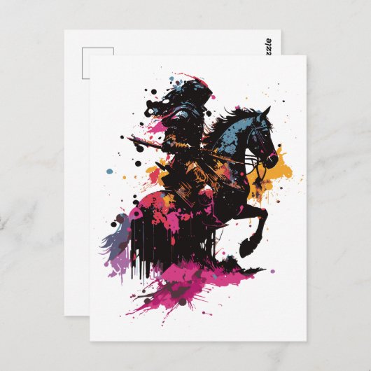 水色の馬に乗る戦士 ポストカード (正面/裏面)