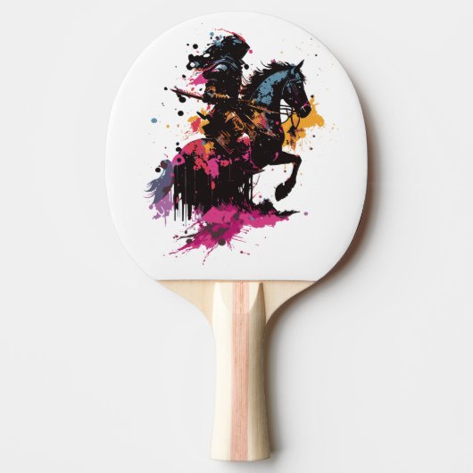 水色の馬に乗る戦士 卓球ラケット (正面)