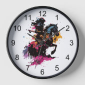 水色の馬に乗る戦士 壁時計 (正面)