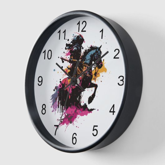 水色の馬に乗る戦士 壁時計 (傾斜)