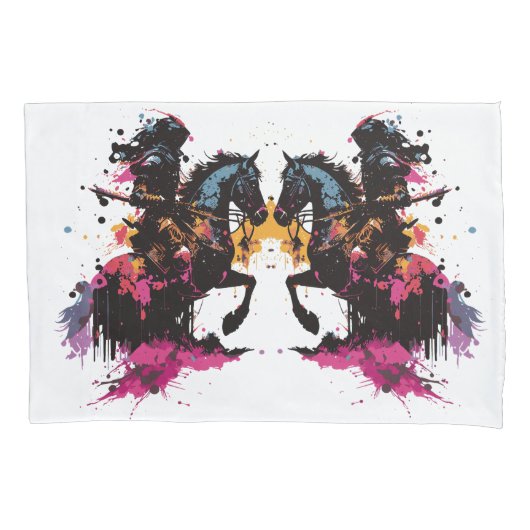 水色の馬に乗る戦士 枕カバー (正面左)