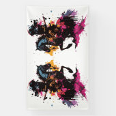 水色の馬に乗る戦士 横断幕 (縦)