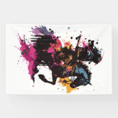 水色の馬に乗る戦士 横断幕 (横)