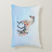 水色の馬のドアのアクセント枕 アクセントクッション (正面(垂直))