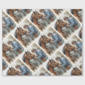 水色の馬のフェリアシューイング ラッピングペーパー (フラット)