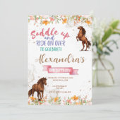 水色の馬の誕生日の馬のパーティー 招待状 (スタンド正面)