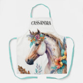 水色の馬ぼほ花の秋のムーディーズ国 エプロン (正面)