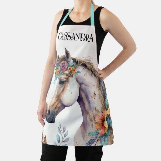 水色の馬ぼほ花の秋のムーディーズ国 エプロン (インサイチュ)