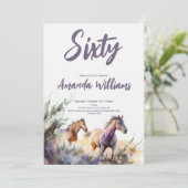 水色の馬パープルセージ60番目の誕生日 招待状 (スタンド正面)