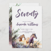 水色の馬パープルセージSeventeth誕生日 招待状 (正面/裏面)