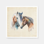 水色の馬ボホドリップ絵を描 スタンダードカクテルナプキン (正面)