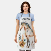 水色の馬boho国フローラ秋名 エプロン (着用した状態)