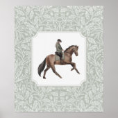 水色の騎手の茶色の馬、ヴィンテージ ポスター (正面)