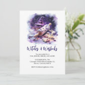 水色の魔女の帽子と転がのピン、ハロウィーン 招待状 (スタンド正面)